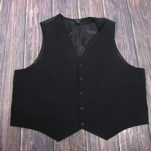 Synrgy Vest Mens 3XL Black Solid Stretch Suit Waistcoat 5-Button Formal Dress